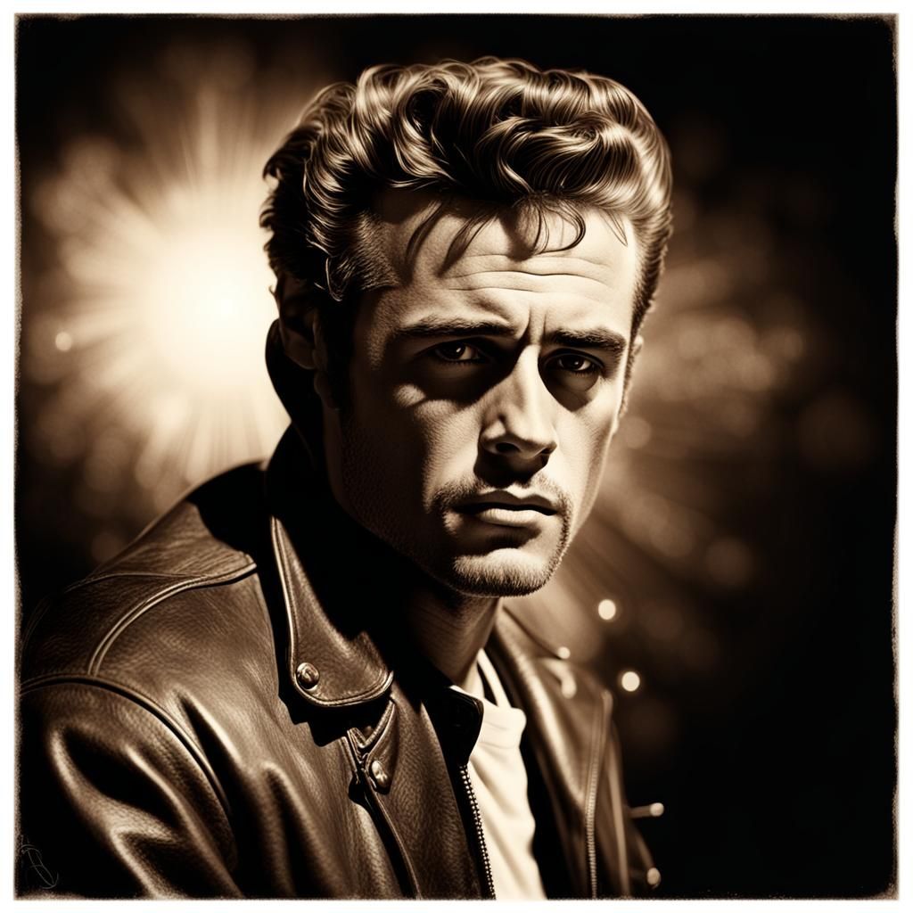 James Dean Vintage Photograph in Film Noir Style