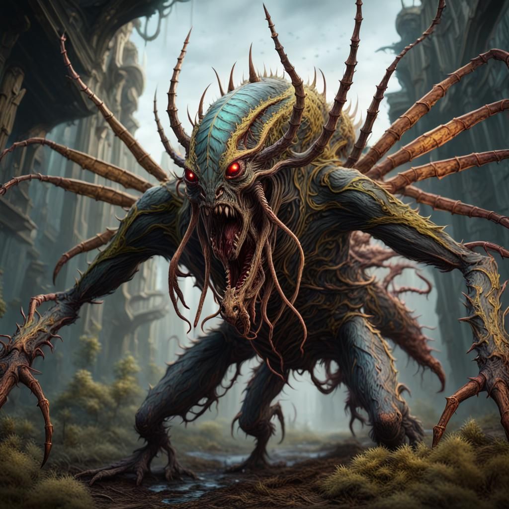 Demonic Locust Beast in Detailed Matte Painting