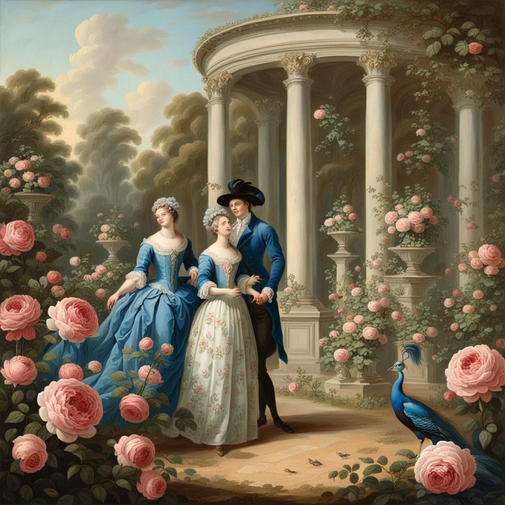 Rococo Couple in Palladian Garden Art