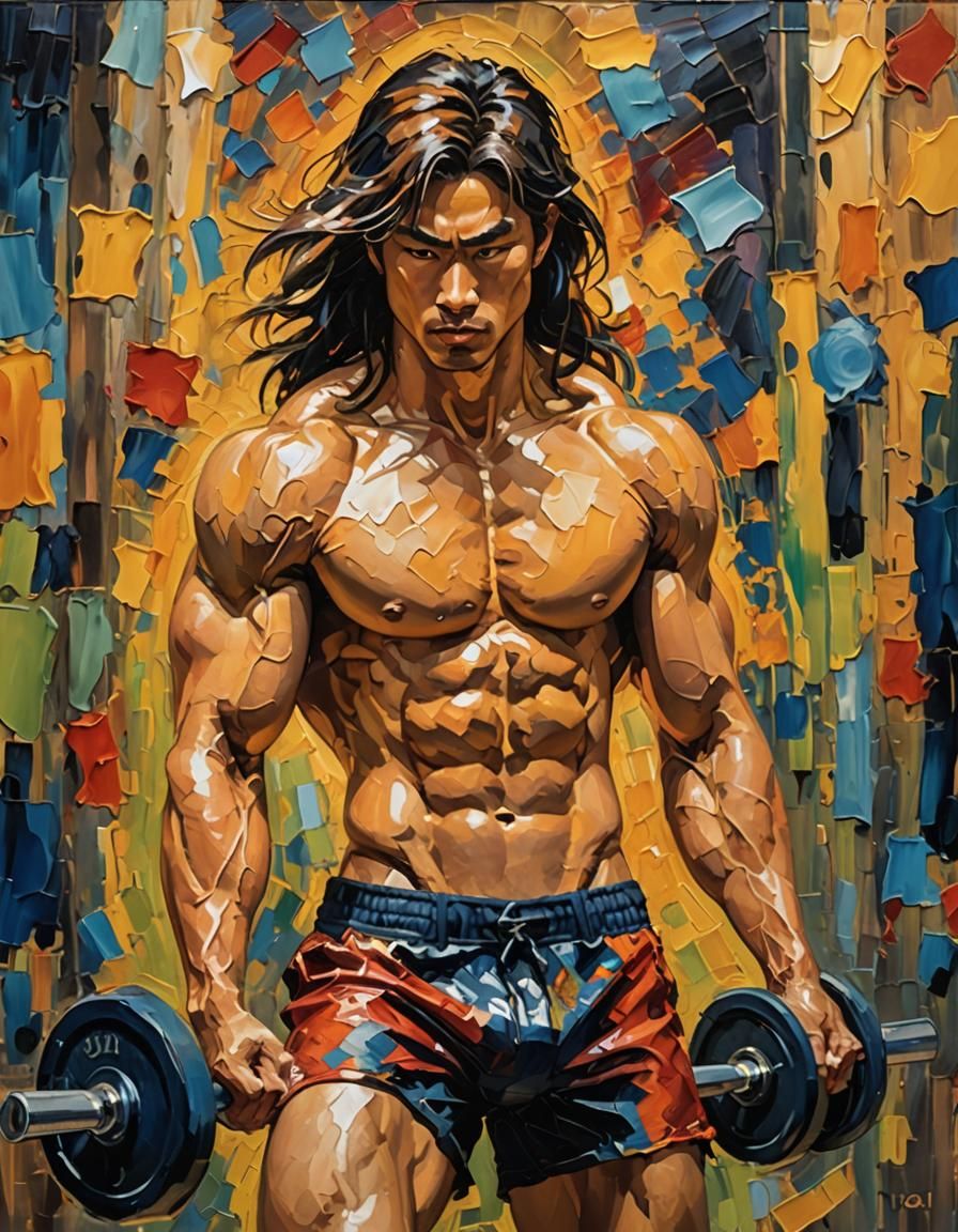 handsome young gay japanese guy (muscular, athletic, 20-year...