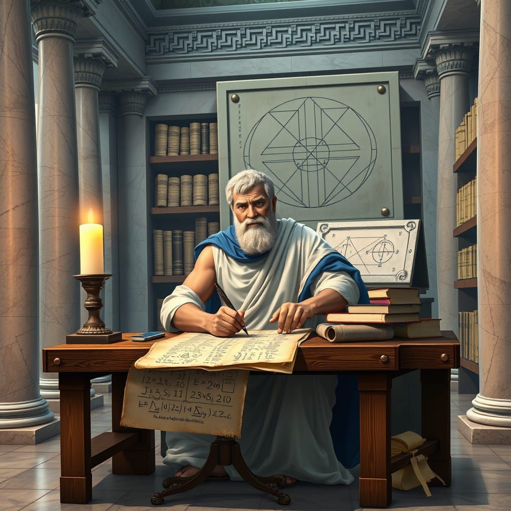 Classical Greek Mathematician Studies in Alexandria Library