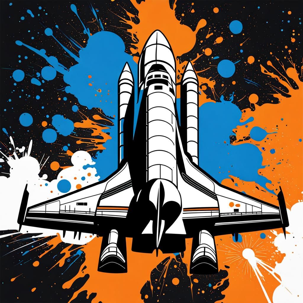 Ink Splatter Art on a Space Shuttle