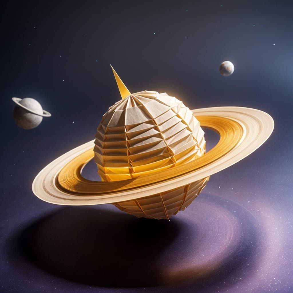 Celestial Origami: Saturn Papercraft Planet
