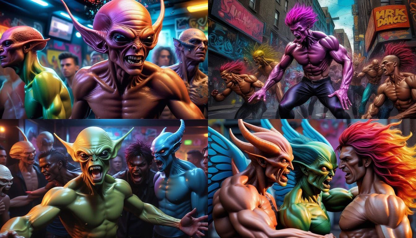 Male Figures Dancing in a Gay Club: Comic Book Art