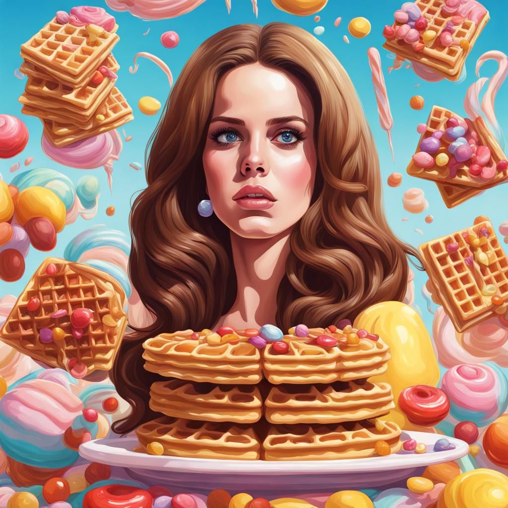 Lana del Rey with Waffle Eyes in Candy Art