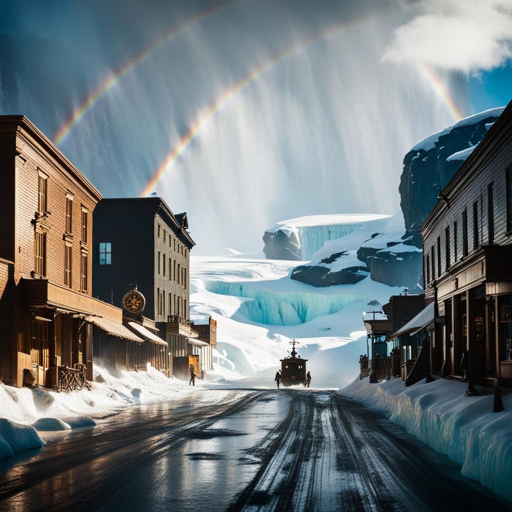 Cyberpunk Old West Scene in Antarctica
