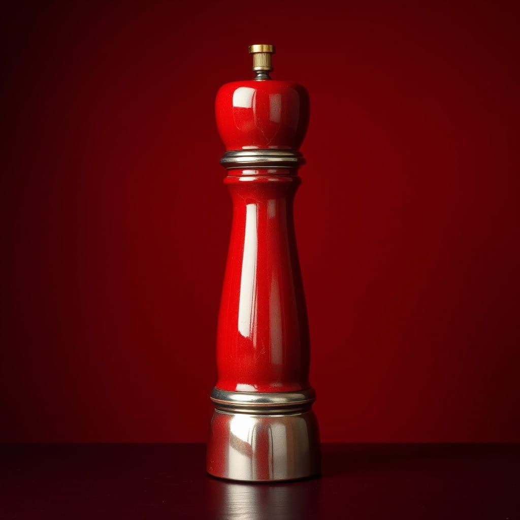 Tall Red Pepper Grinder in Dutch Still-Life Style