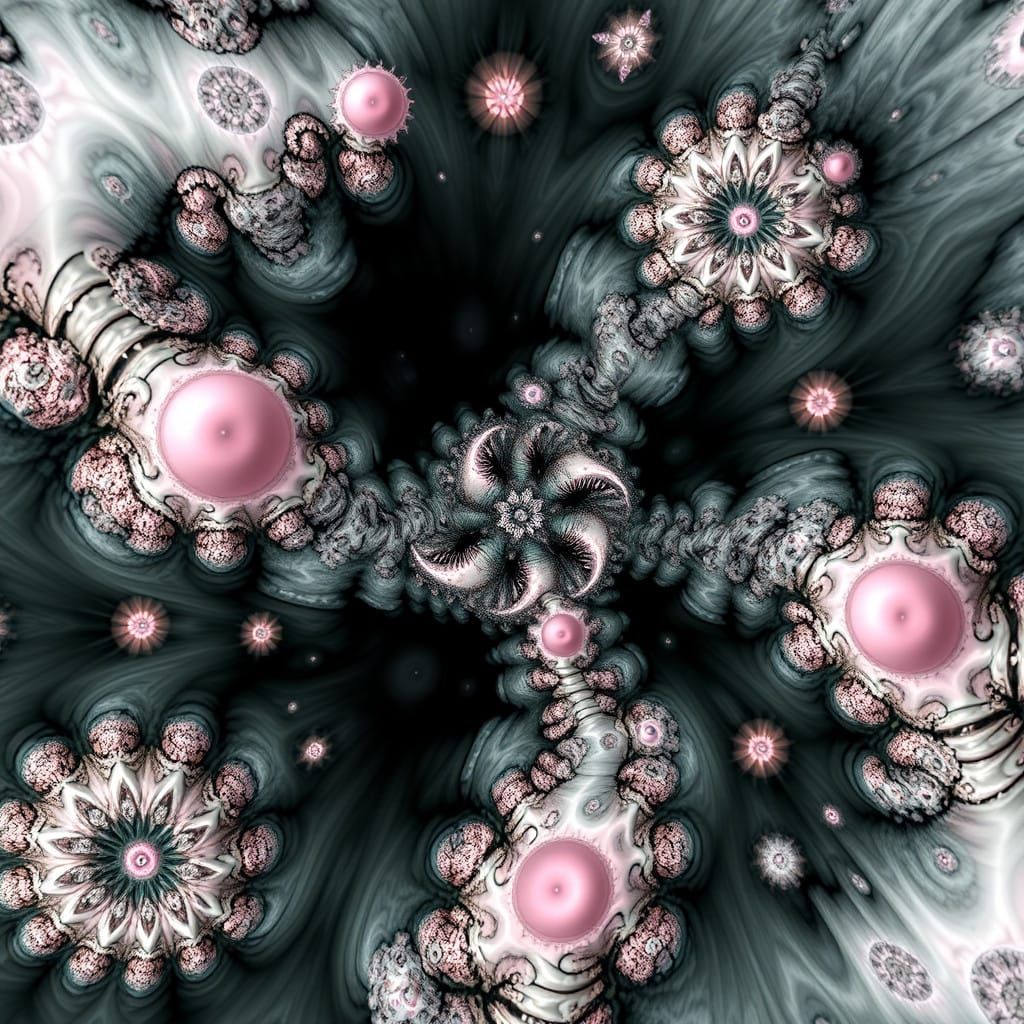 Cosmic Fractal Mandelbrot in Vibrant Pink Hues