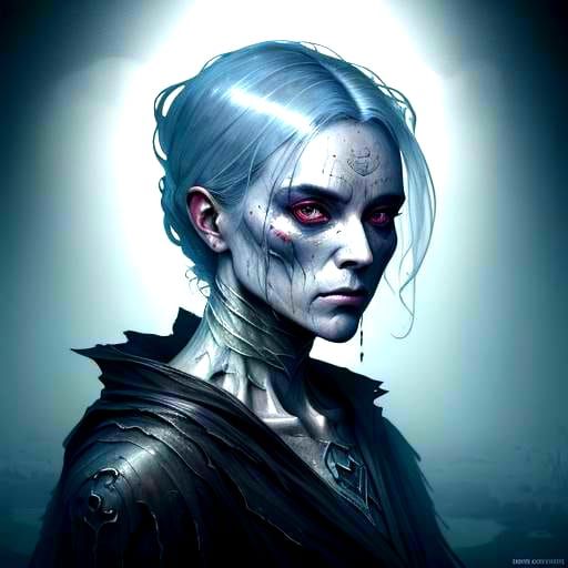 Ethereal Ghost Wraith Portrait in Dark Fantasy Style