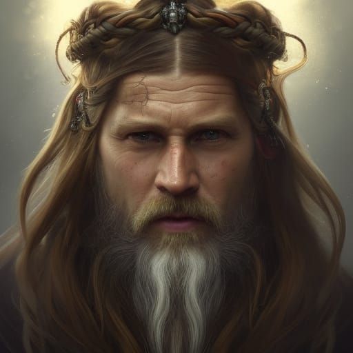 Viking King Portrait in Hyperdetailed Style