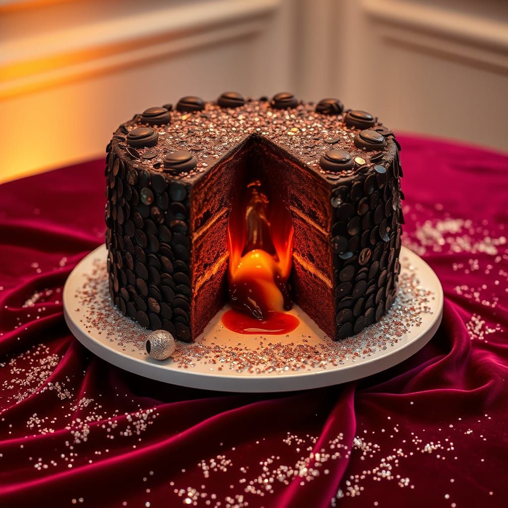 Luxurious Chocolate Cake in Sequin-Encrusted Glory