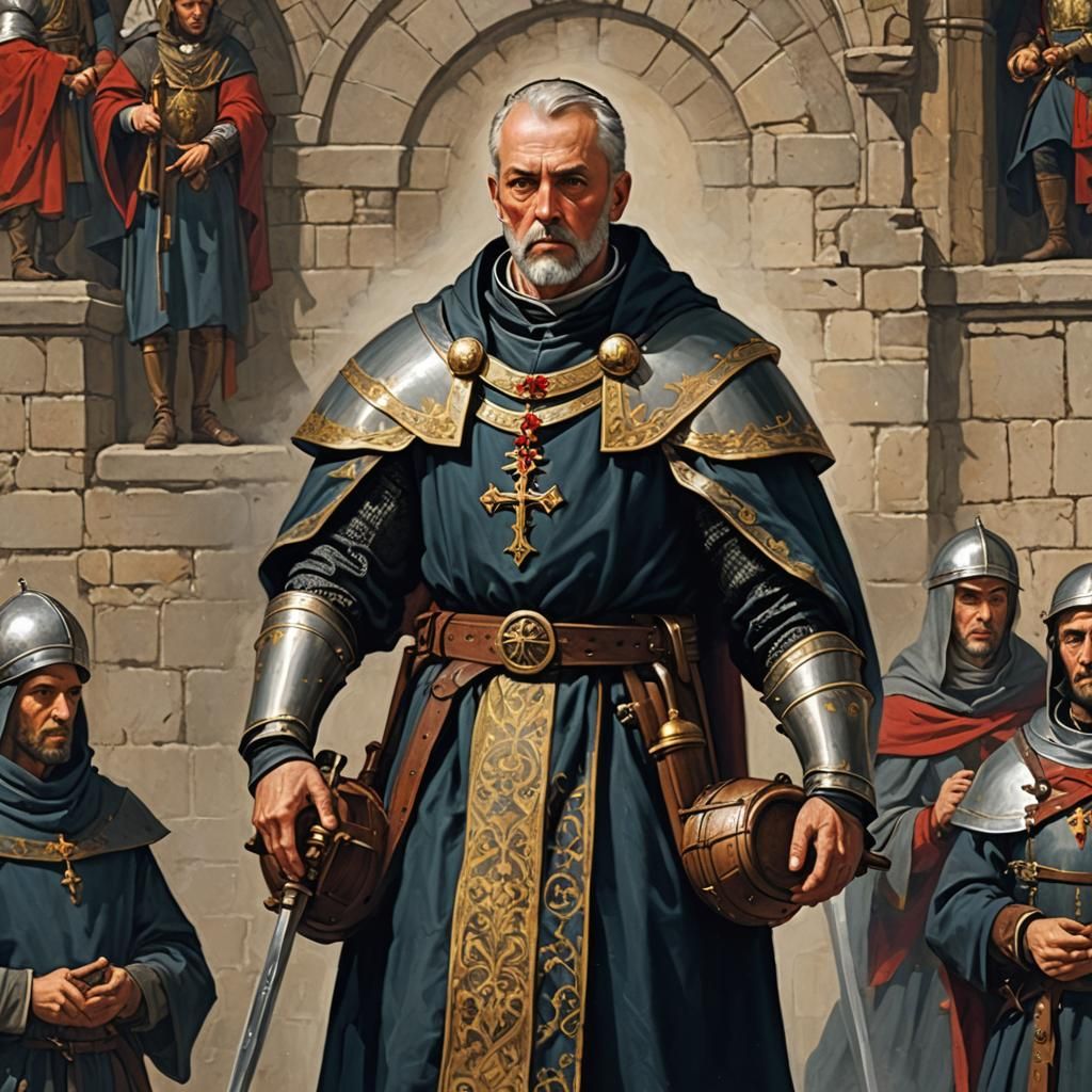 Medieval War Priest in Digital Rendering