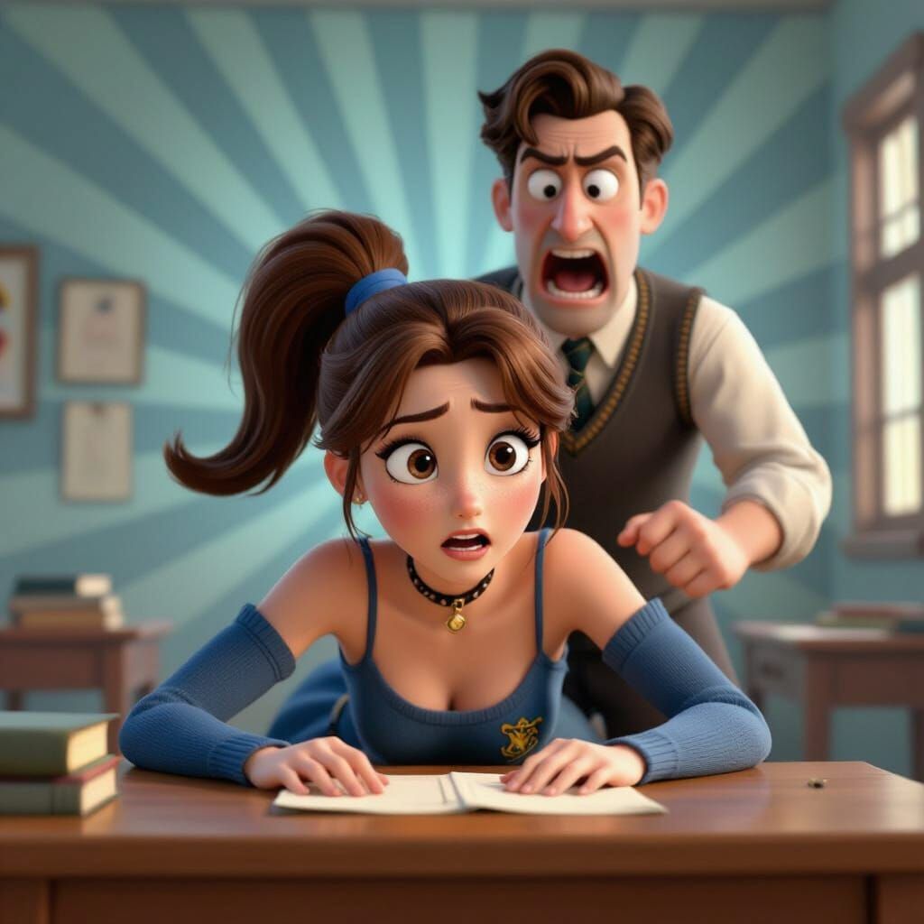 Ravenclaw Student in Peril, Pixar-Inspired 3D Art