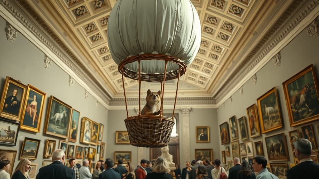 Woodland Creature's Museum Flight in Photorealistic Style