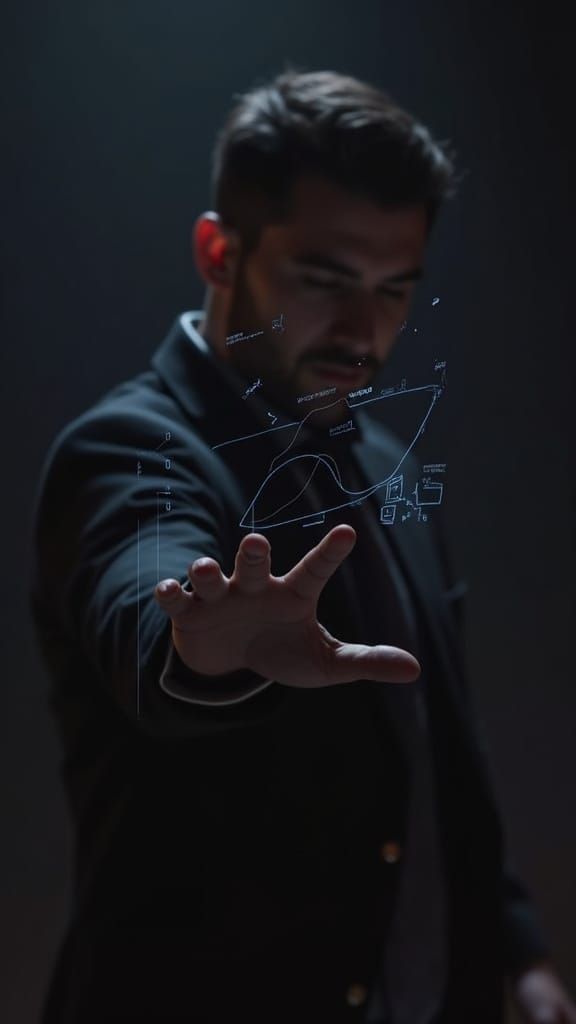 Sleek Hand Swiping Holographic Interface in Dark Room