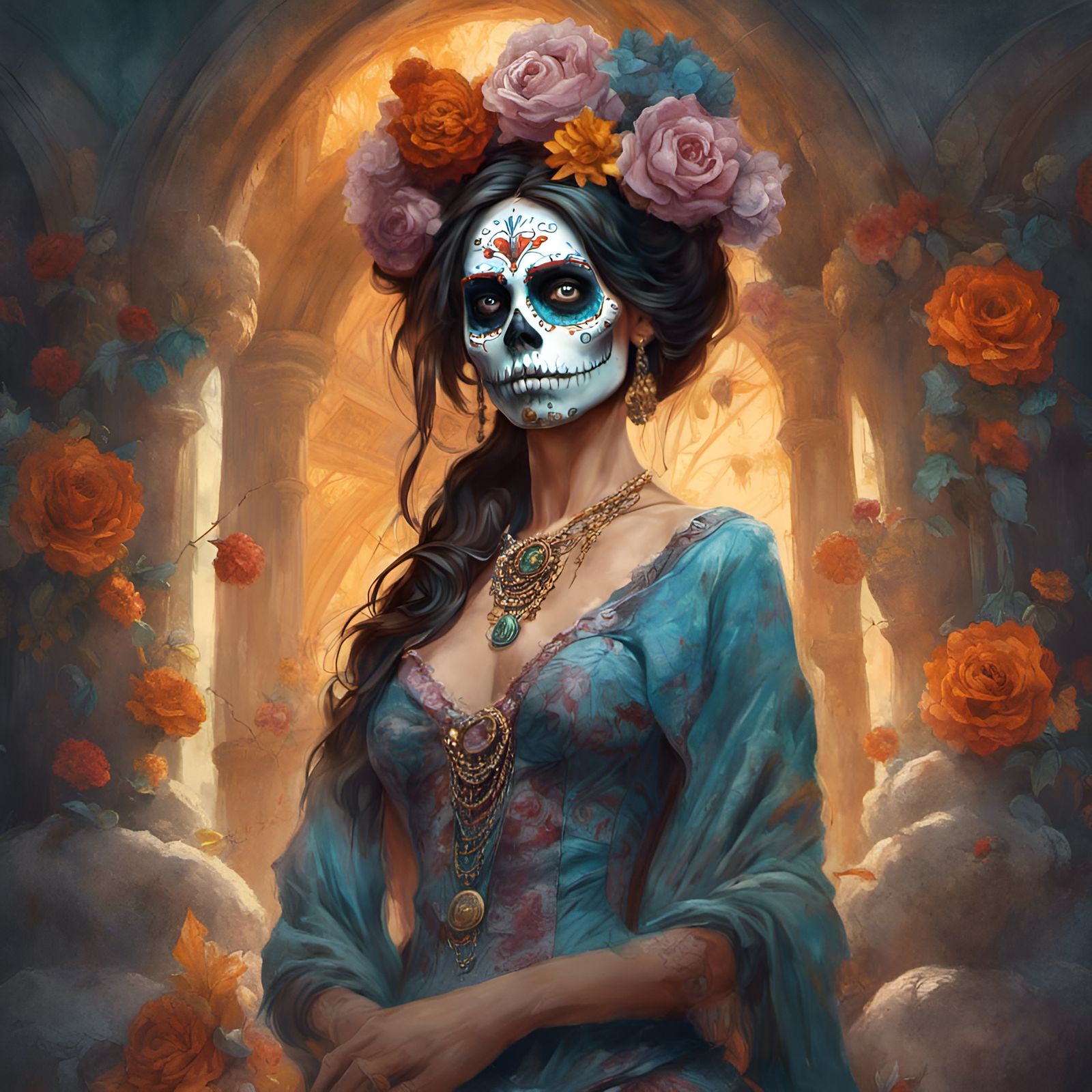 Gorgeous Día de los Muertos Outfit Portrait