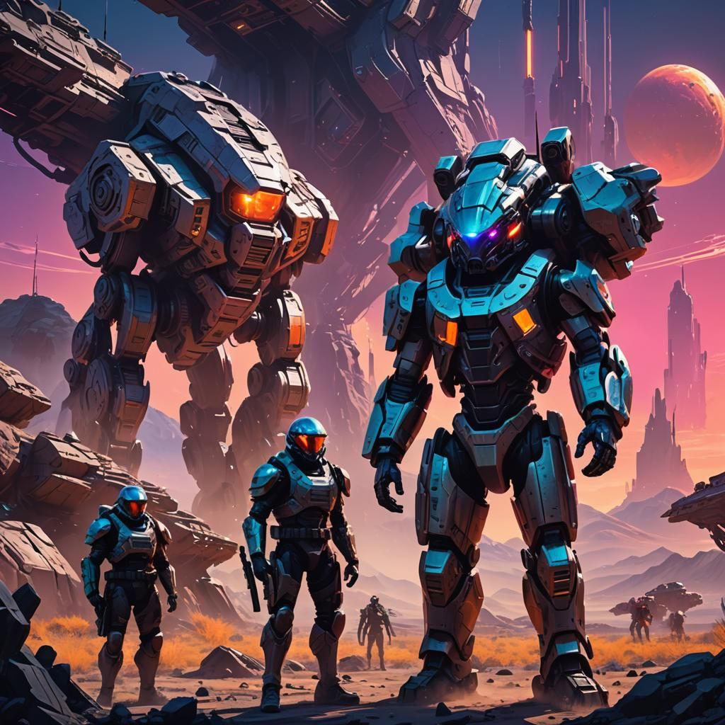 Neon-Lit Sci-Fi Outpost on Distant Planet