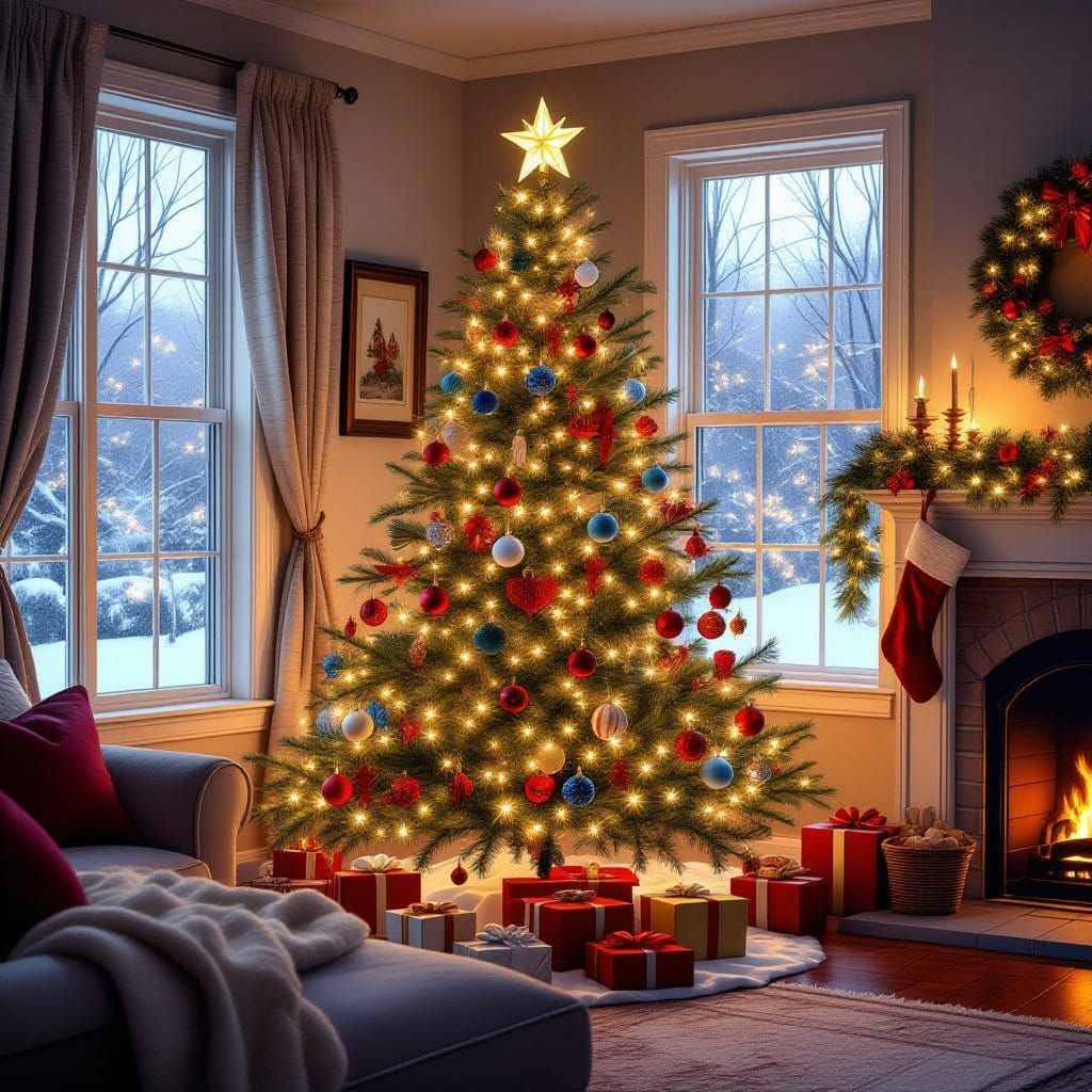 Cozy Christmas Tree Illuminated by Twinkling Lights