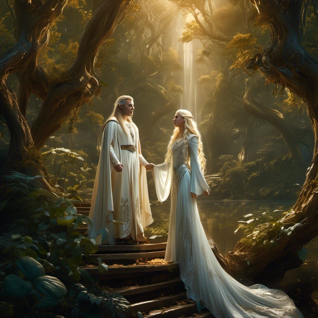 Galadriel and Celeborn in Magical Forest