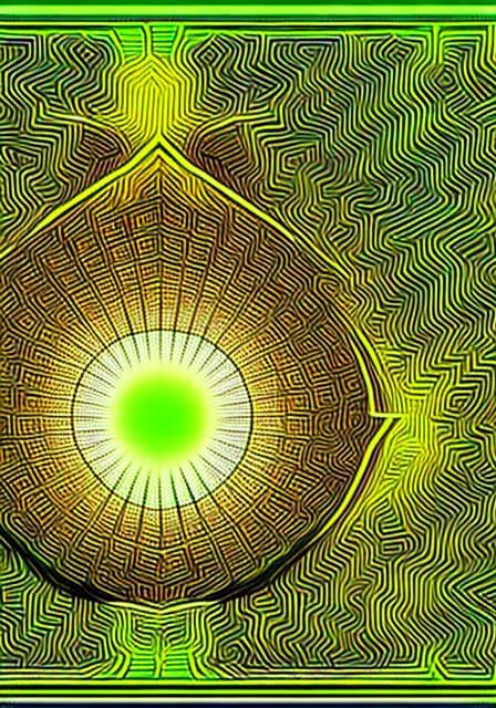 Abstract Fractal Art with Jade Runic Inclusions