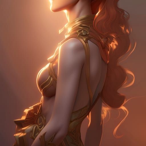 Erotic Portrait: Woman on Balcony in Art Nouveau Style