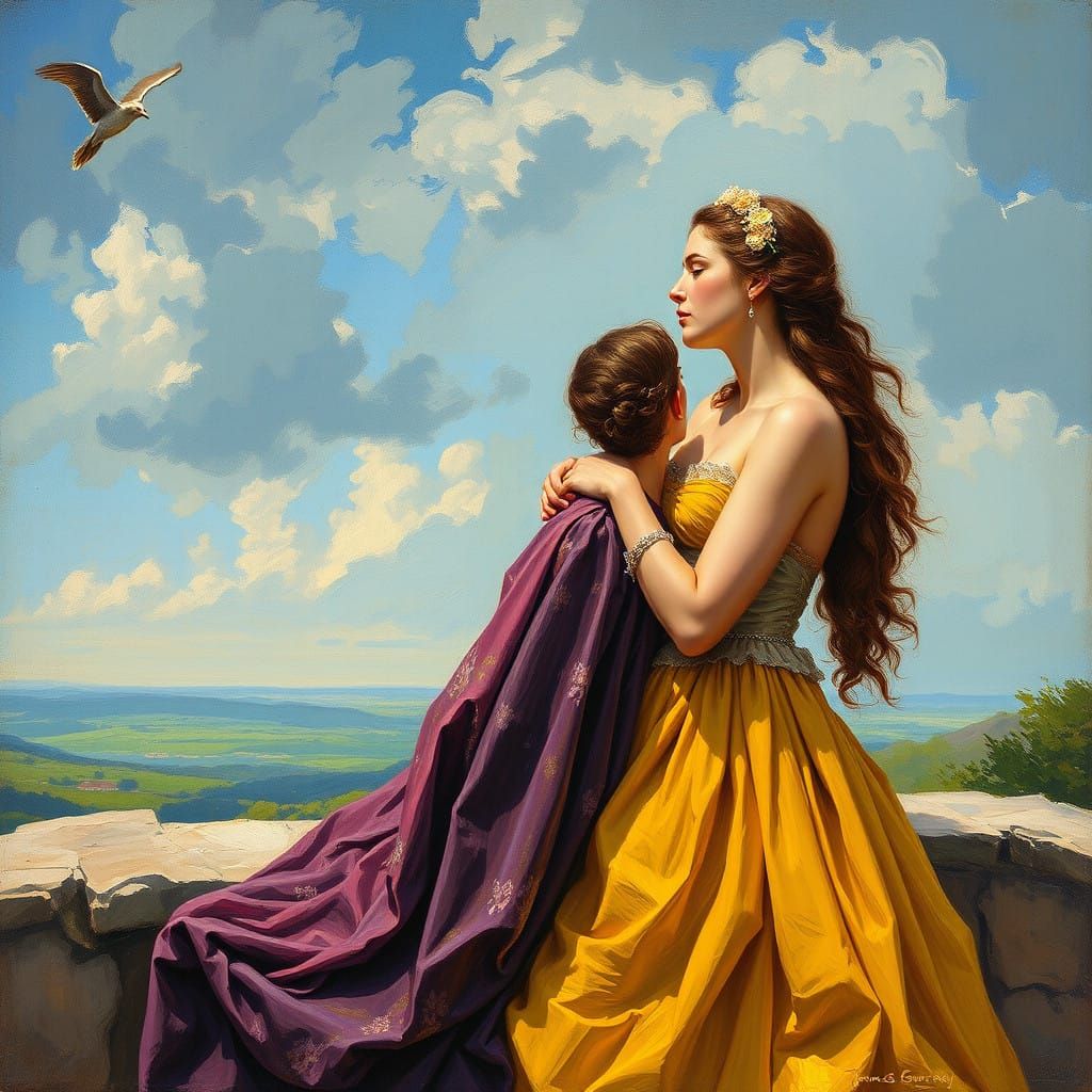 Baroque Love Scene in Rich Oil Colors