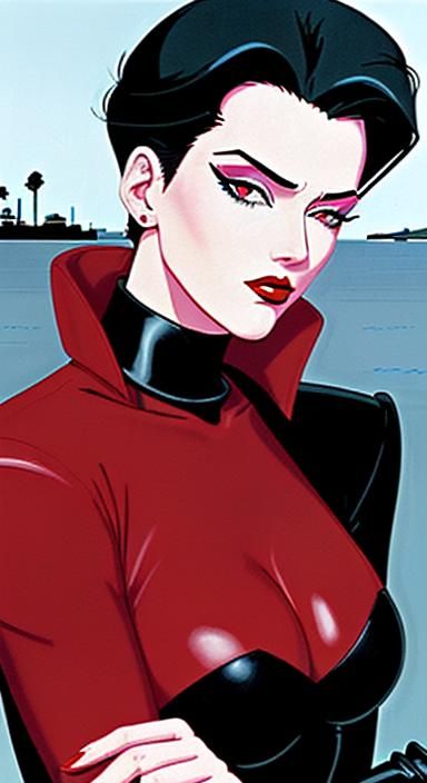 Love's Battlefield: Nagel-Style Black and Red Portrait