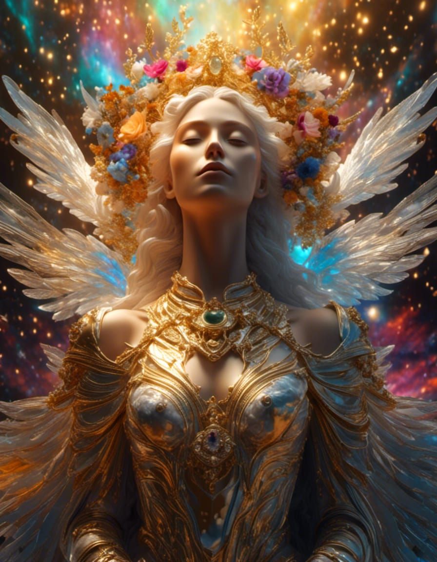 Archangel with Golden Halo and Wings