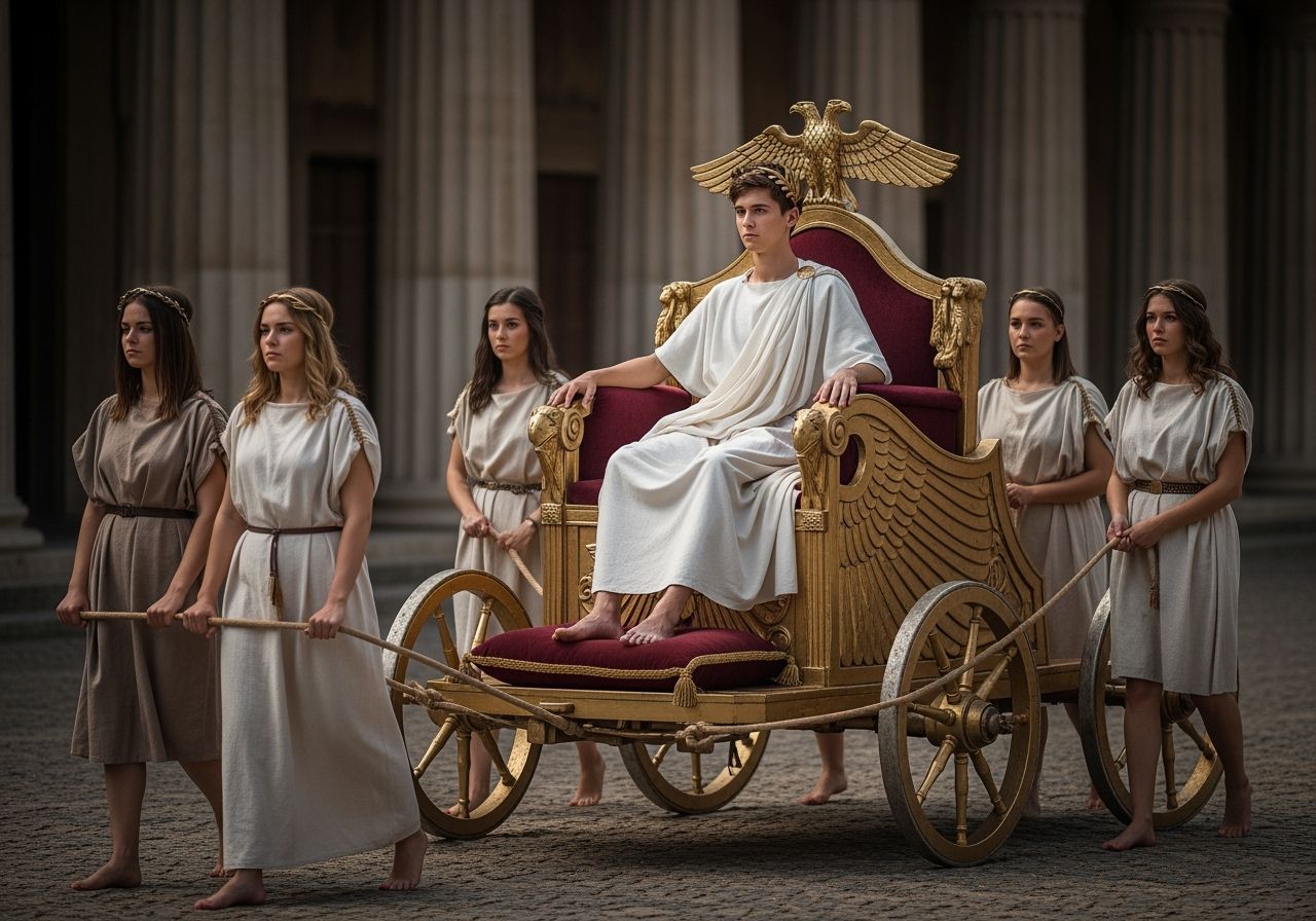 Barefoot Emperor on Golden Chariot, Photo-realistic