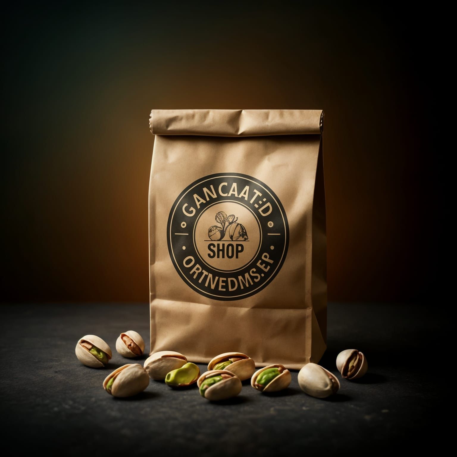 Roasted Pistachios in Vintage Bag: Digital Matte Painting