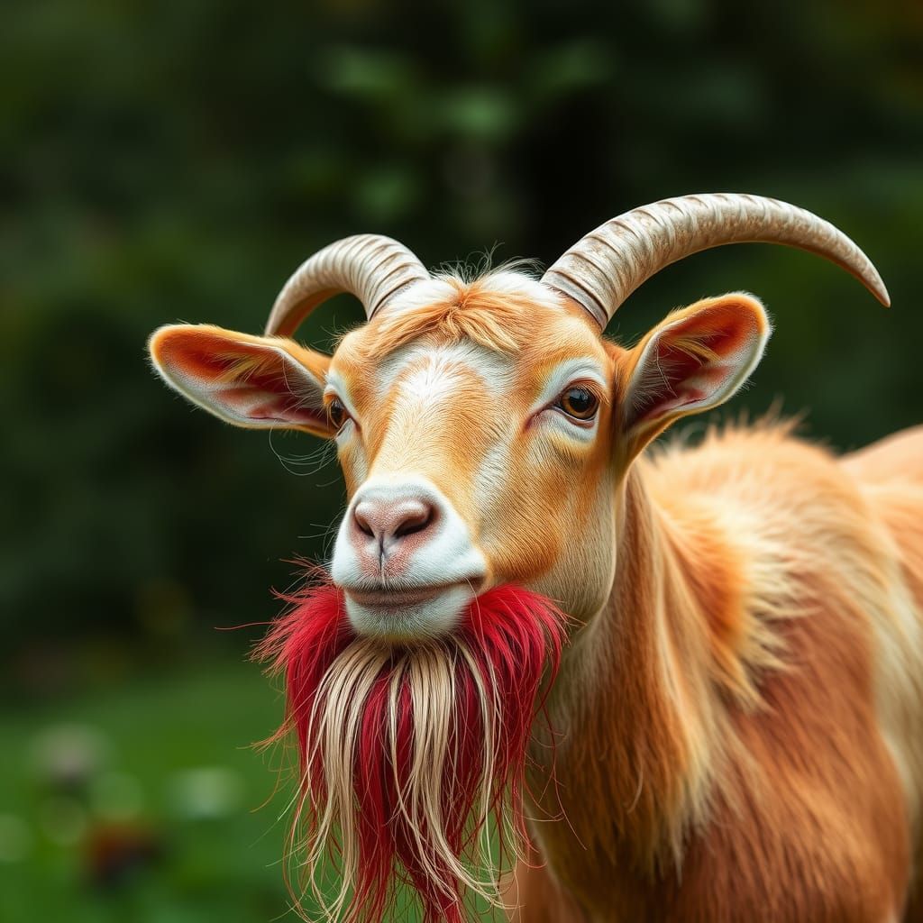 Stiefelgeiss Goat Portrait with Exaggerated Beard