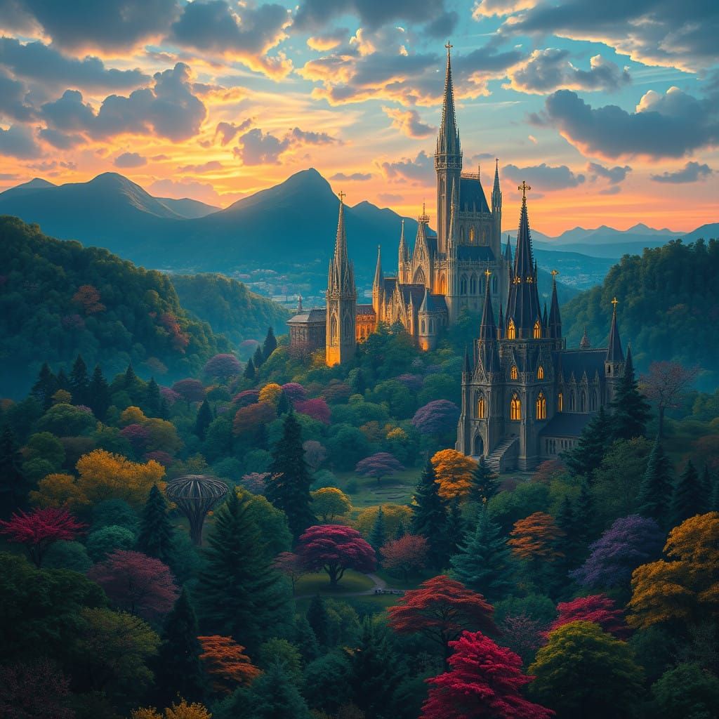 Dreamlike Fantasy Realm with Vibrant, Glowing Landscapes