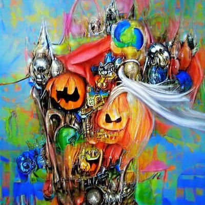 Colorful Halloween Trick or Treat Acrylic Painting