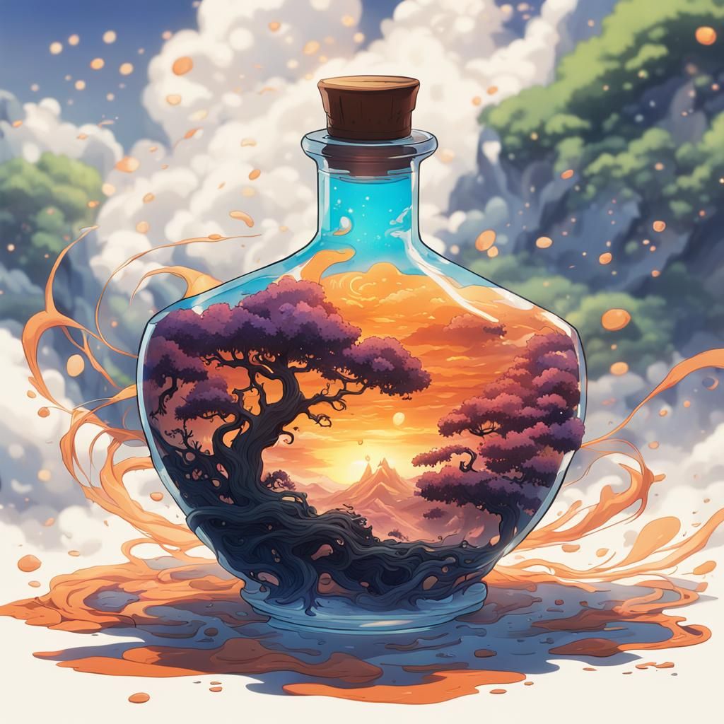 Glowing Ink Potion, Studio Ghibli Style