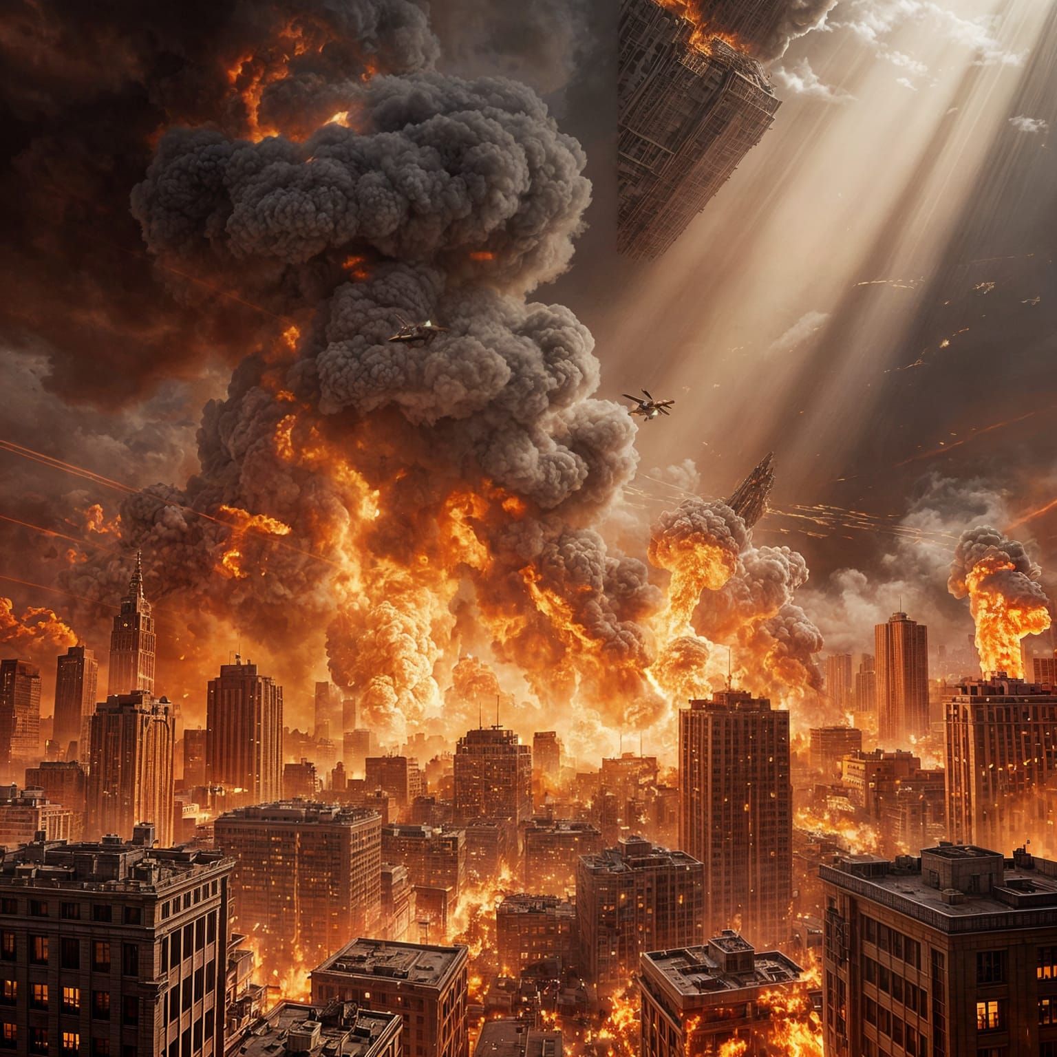 City Engulfed by Fire Tsunami in Epic 3D Style