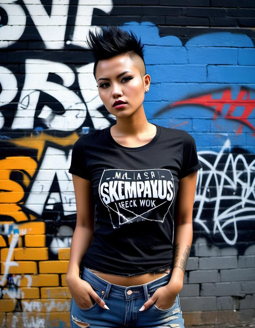 Indonesian Punk Woman with Mohawk in HDR