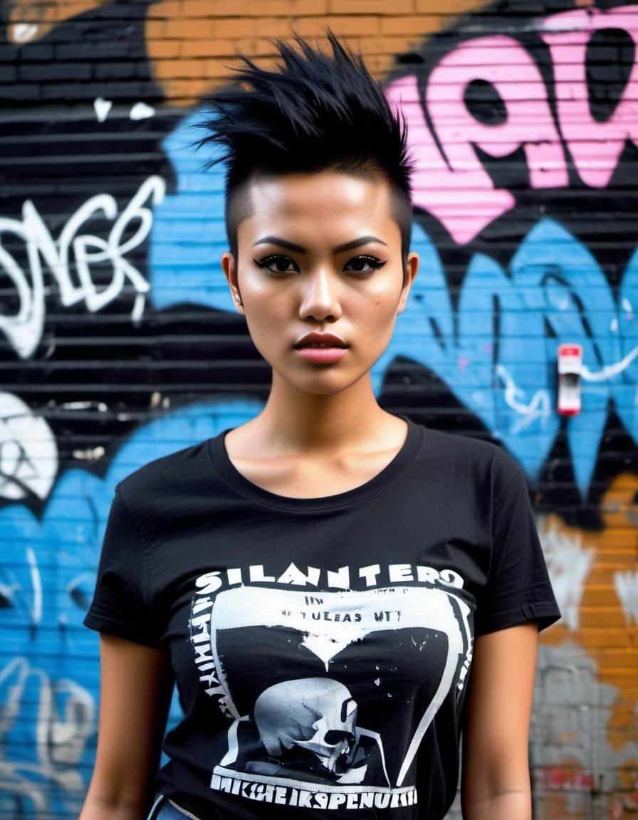 Young Indonesian Punk Woman in Raw Photo