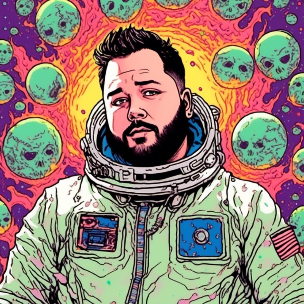 Apocalyptic Neon Riders in Space: Digital Art