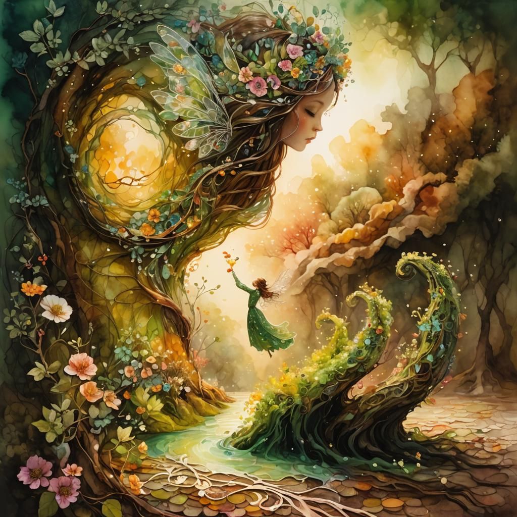 Vibrant Blooming Trees with Intricate Wire Details