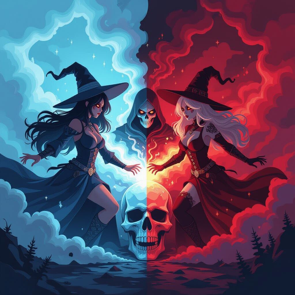 Witch Women vs Zombie Army in 3D Anime Style