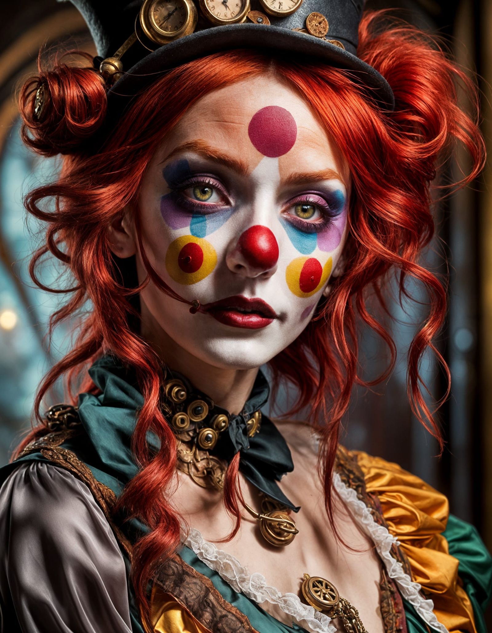 Magical Girl Clown in Pencil Steampunk Style