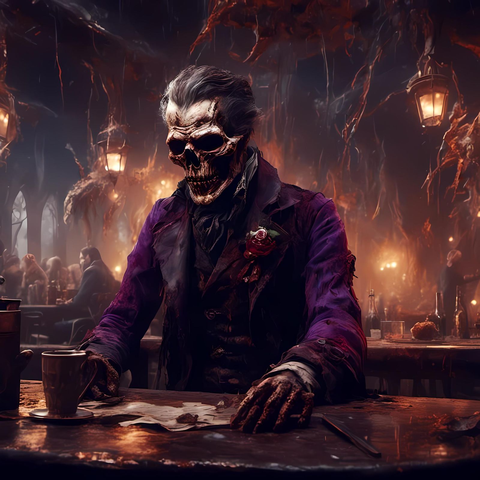 Death Lost in Thought, Dark Fantasy Concept Art