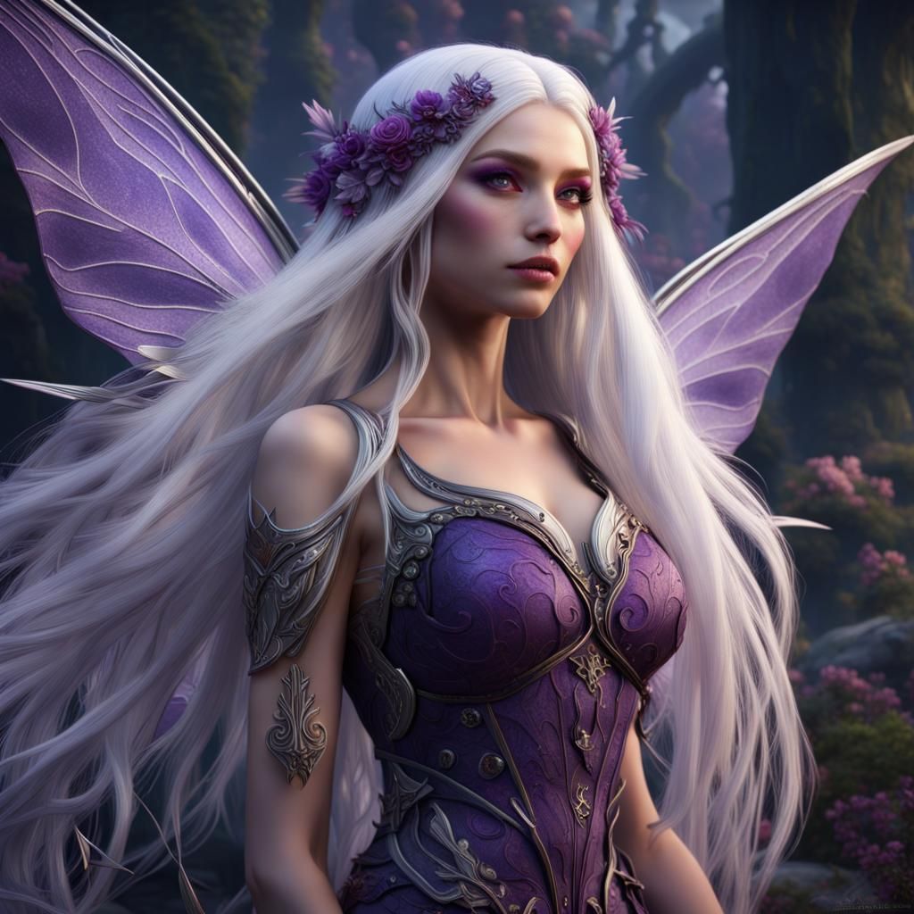 Fairy with Purple Eyes Visits Her Lover