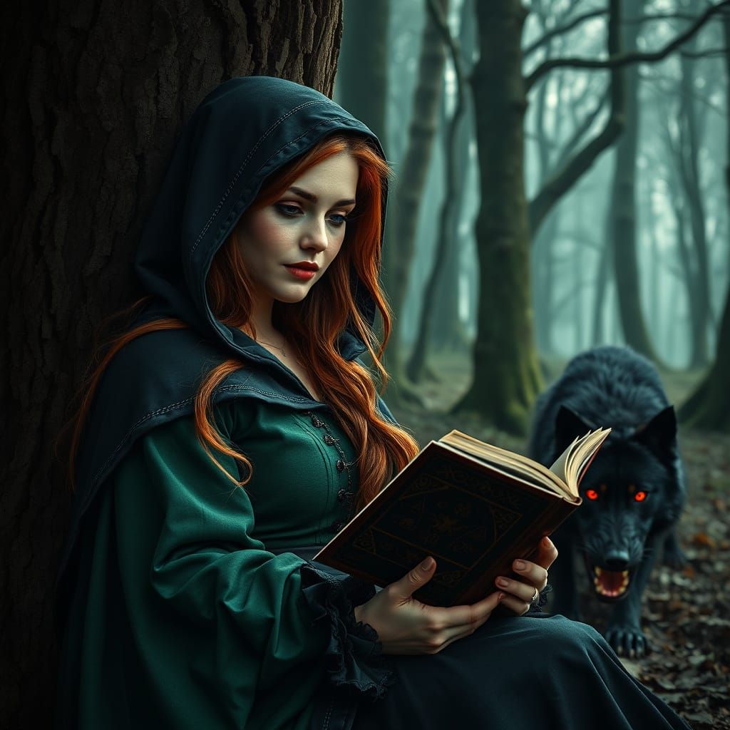 Medieval Woman Reading Under Threat: Hyperrealistic Digital ...