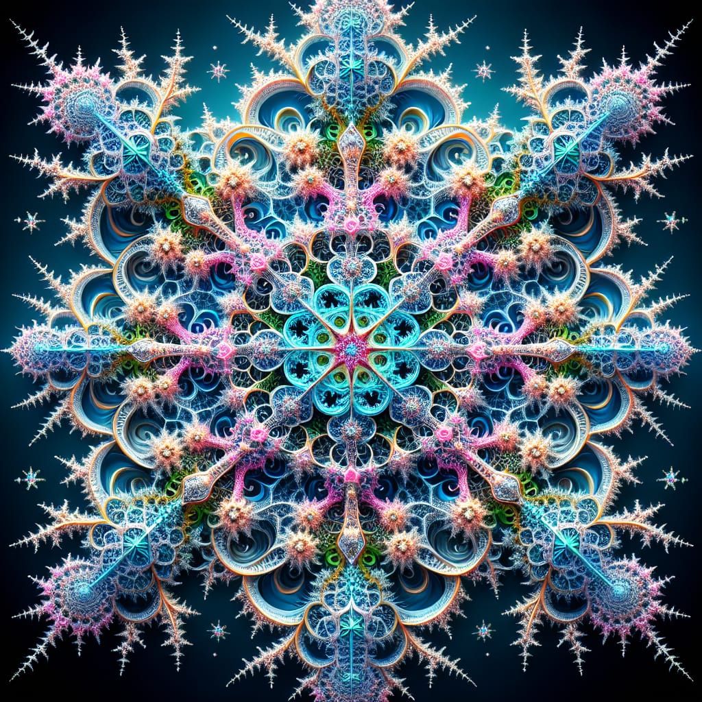 Intricate Koch Snowflake in Sacred Geometry