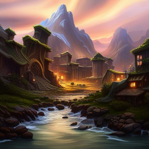 Fantastical Detailed Matte Painting in Deep Color