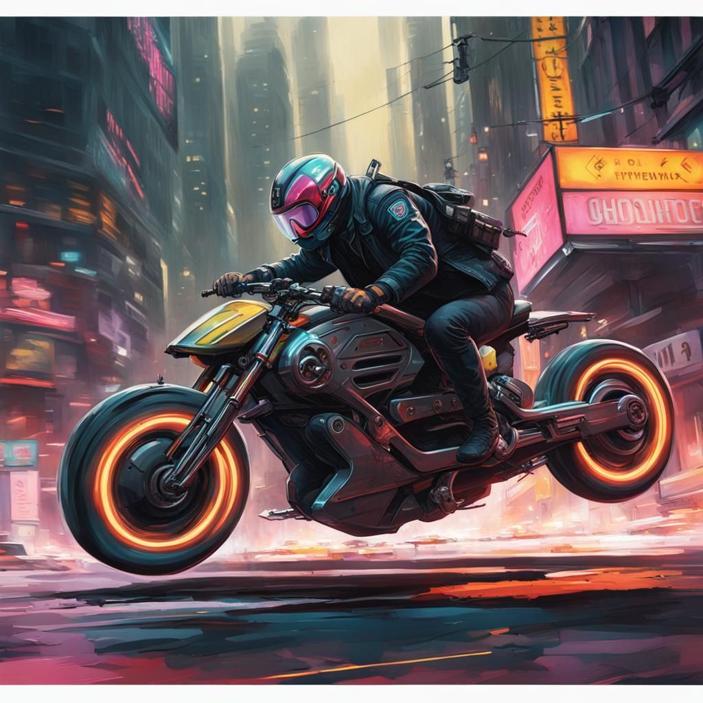 Cyberpunk Flying Bike Race Ends in Disaster