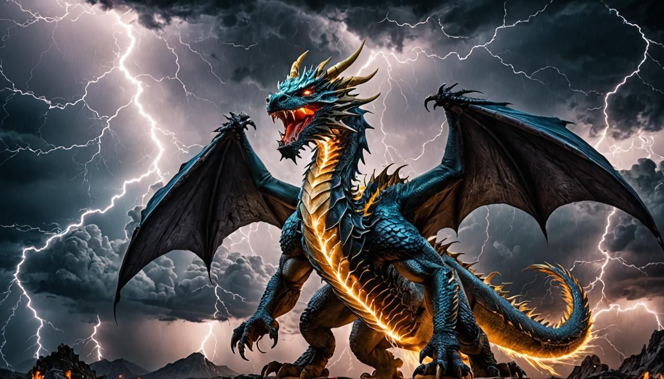 Storm Cloud Dragon with Lightning Wings