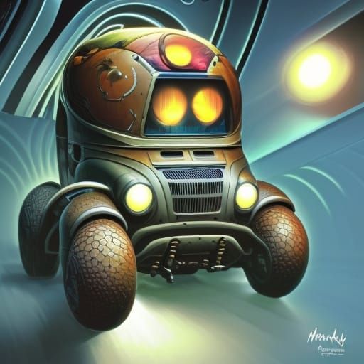 Alien Monkey Submarine Adventure in Comic Book Style