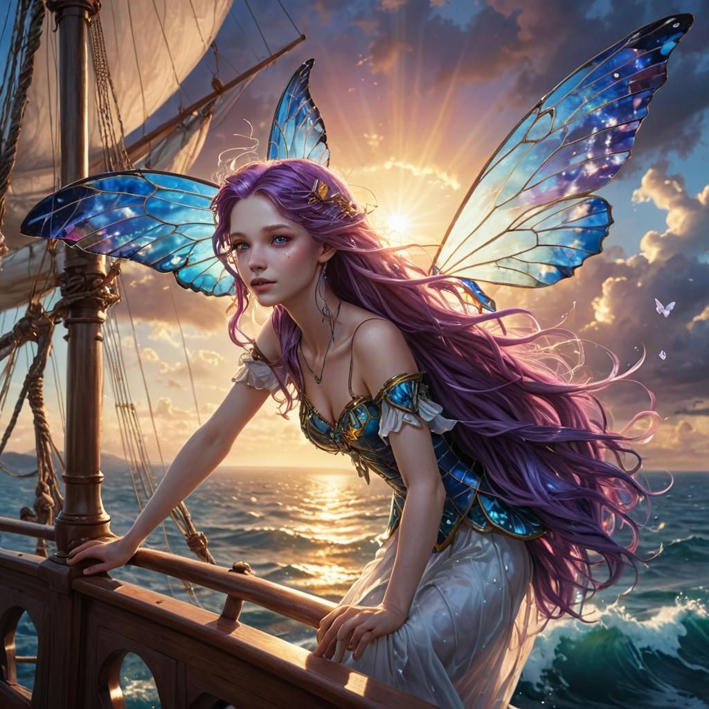 Air Sprite Ascends from Sailing Ship